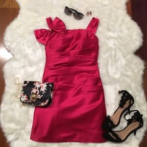 Cherry red silk cocktail evening dress